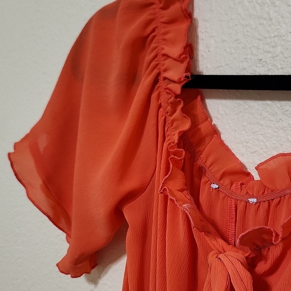 Pink Ruffled Tie Front Mini Sundress - Picture 8 of 12